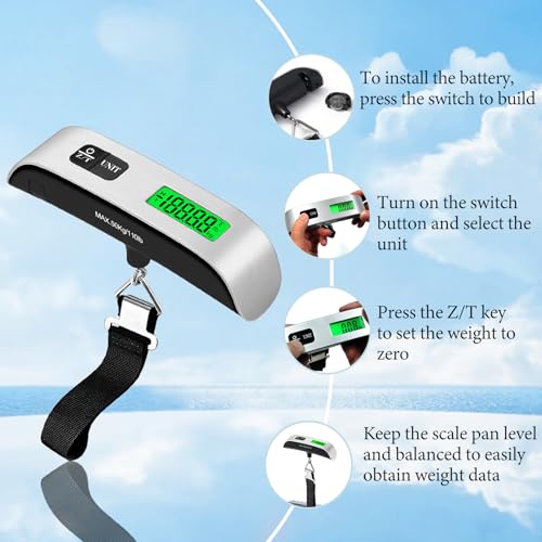 Luggage Scale, 110lb/50kg Portable Luggage Weight Scale, Silver