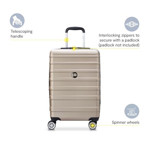 DELSEY PARIS Margot Hardside Luggage, Dual Wheel Spinners for Smooth Travel, Expandable with Spacious & Organizable compartments, Men and Women, Gold, Carry-On 20-Inch