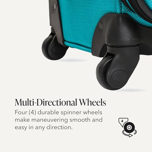 SWISSGEAR Sion Softside Expandable Spinner Luggage Durable Lightweight Travel Suitcase, Teal, Carry-On