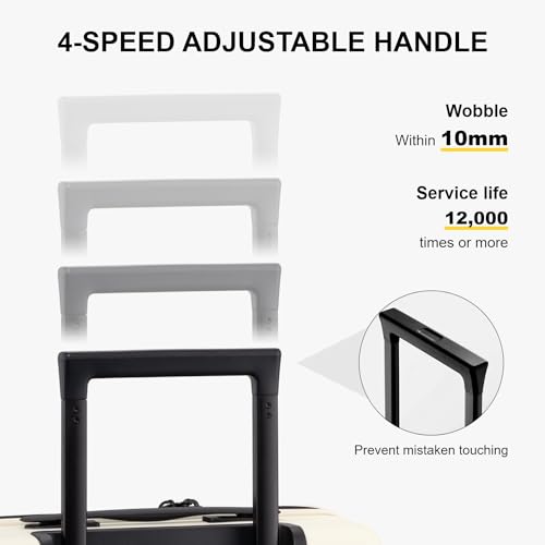 LEVEL8 Carry on Suitcase for Women Men, Carry-on Luggage Airline Approved, Travel Bag with Spinner Wheels, Lightweight Luminous Textured Hard Shell, Tsa Lock, 20 Inch, Cream White