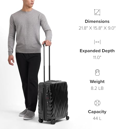 TUMI - 19 Degree Large Expandable Carry-On - 4-Wheeled Carry-On Bag - Travel Accessories - 21.8" X 15.8" X 9.0" - Matte Black