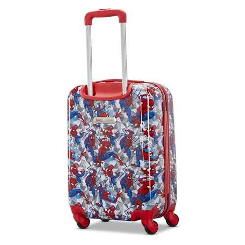 American Tourister Spiderman Iconic Carry-On Luggage - Airline Approved, Durable Hardshell - Roll Confidentially with Spinner Wheels & Colorful Adjustable Handle