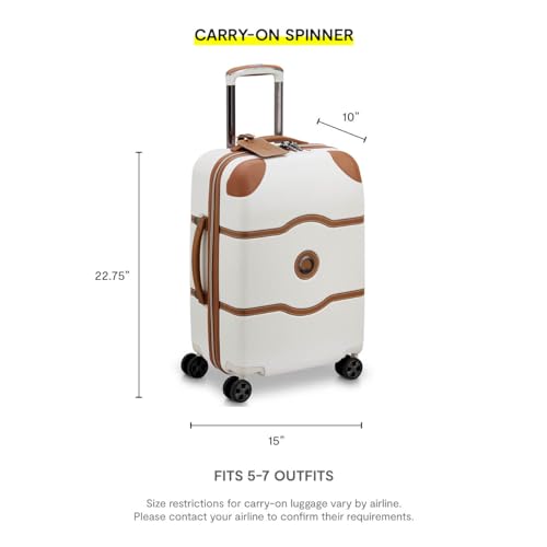 DELSEY PARIS Chatelet Air 2.0 - Hardside Carry on Plus 20 Inch - 360° Spinner Wheels - TSA Lock - USB Port - Lightweight Polycarbonate Travel Suitcase, Angora