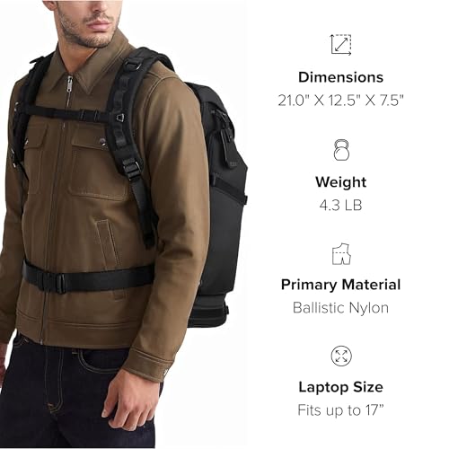 TUMI - Alpha Bravo Expedition Flap Backpack - Large Carry On Backpack - 21.0" X 12.5" X 7.5" - Fits up to 17" Laptop - Black