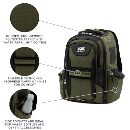 Travelpro Bold Softside 2-Piece Set — Expandable 2-Wheel Upright Carry-On Luggage with Backpack, Olive/Black