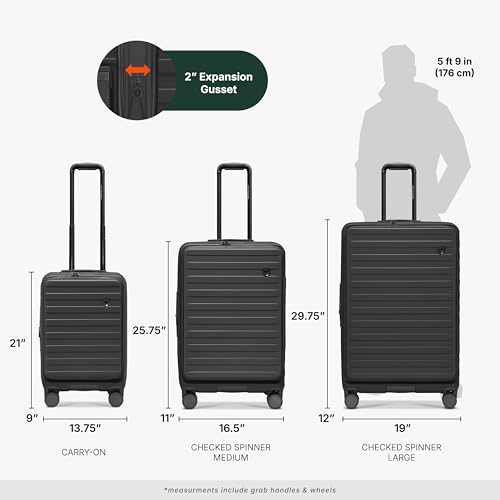 Traveler's Choice Novia Top Opening Expandable Polycarbonate Luggage with Spinner Wheels, Black, 21-Inch Carry-on