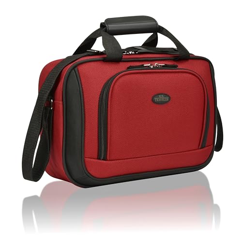U.S. Traveler Rio 14" Travel Tote Bag, Lightweight 1200D Carry-On Bag for Women & Men, Red