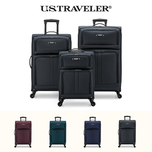 U.S. Traveler Anzio Softside Expandable Luggage with Spinner Wheels, Dark Grey, 22-Inch Carry-on