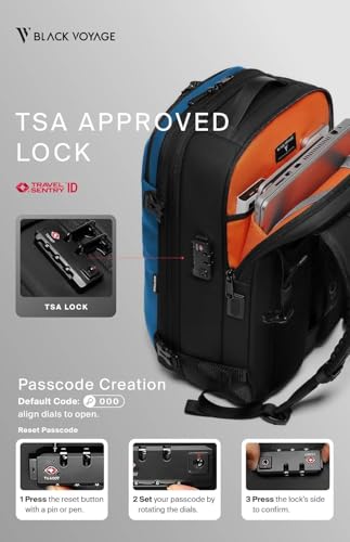 BlackVoyage Vortex Vacuum Seal Travel Backpack 60L Expandable Air Compression System Water Resistant TSA Lock Carry-On Suitcase Luggage Blue AERO Essential Series Vacuum Pump Included