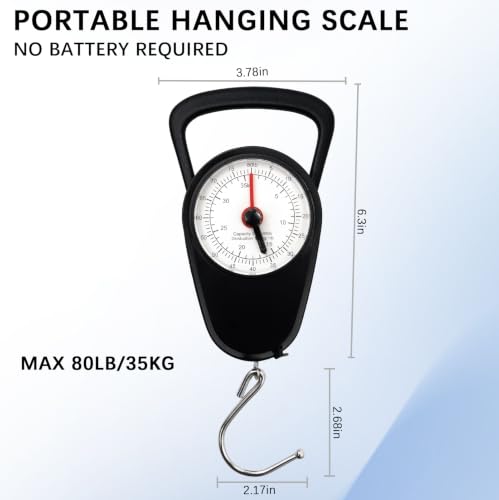 Luggage Weight Scale with Hook, 2PC Hanging Scale for Fish Travel, 80 Lbs