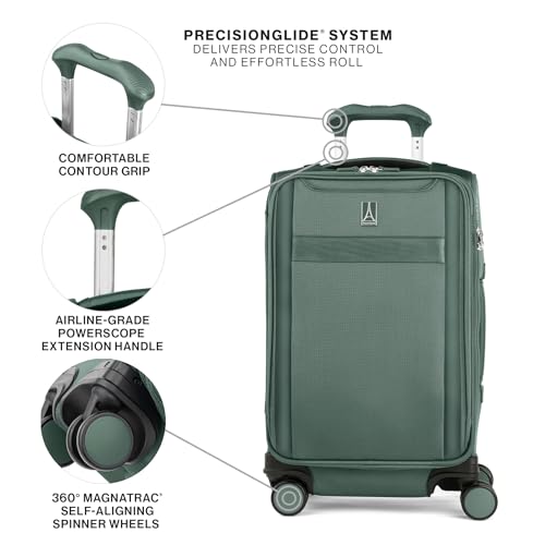 Travelpro VersaPack+ Lightweight Softside Expandable Carry on Luggage, 8 Spinner, TSA Lock, Carry On 21-Inch, Desert Sage Green