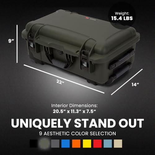 NANUK 935 Pro Photo Kit – Waterproof Travel Camera Hard Case with Padded Dividers and Wheels, 22” x 14” x 9” - Dustproof and Impact Resistant, Airline Carry-On Approved – Olive