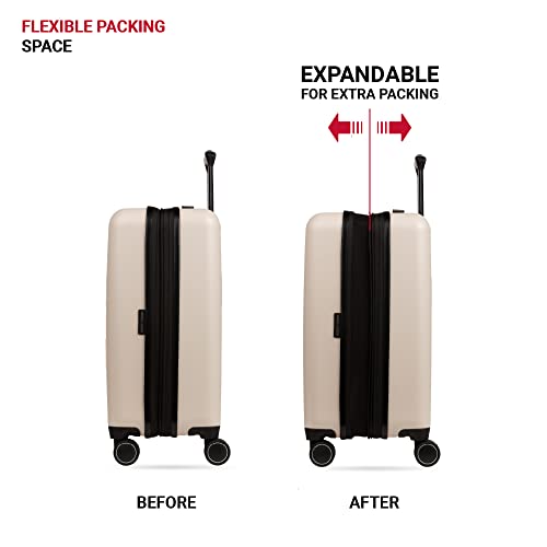 SwissGear 8020 Eclipse Hardside Expandable Luggage with Spinner Wheels, Cream, Carry-On 18-Inch
