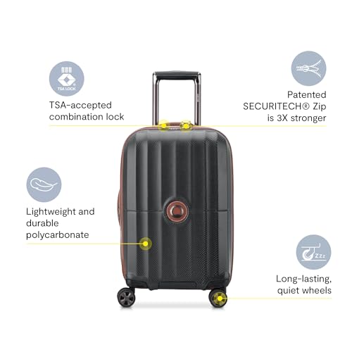 DELSEY PARIS Carrousel Hardside Expandable Luggage with Spinner Wheels, Black, Carry-on 21 Inch