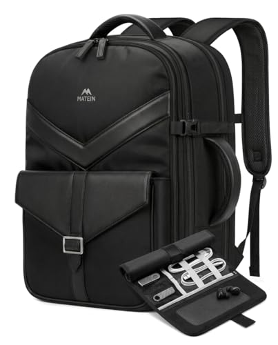 MATEIN CLASSIC Underseat Personal Item Backpack for Airlines with Detachable Tech Organizer, TSA Approved 18x14x8 Travel Backpack for Frontier, Water Resistant Business Carry on Bag Fits 17" Laptop