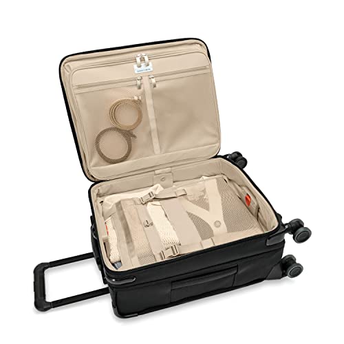 Briggs & Riley Global 21" Carry On Expandable Spinner - Luggage for International Travel, Suitcases with Wheels, Softside Rolling Bag for Men & Women, Self-Repairing Zipper- Baseline Collection, Black