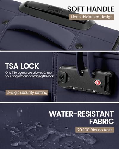 LOVEVOOK Carry On Luggage 22x14x9 Airline Approved, 22 Inch Softside Suitcases with Spinner Wheels, Lightweight Carry-on Suitcase with TSA Lock for Women Men, Large Luggage for Travel Business Trip