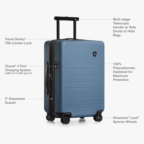 Traveler's Choice Markham Hardside Expandable Luggage with Double Spinner Wheels, Carry-On 21-Inch Suitcase, TSA Lock, 21-Inch, Navy