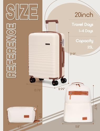CONCEPTEN Carry On Luggage 22x14x9 Airline Approved, 20-inch Hard Shell Suitcases with Wheels, ABS Lightweight Carry on Suitcase with TSA Lock