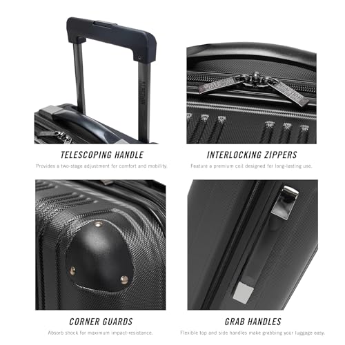 Kenneth Cole REACTION Out of Bounds Lightweight Hardshell 4-Wheel Spinner Luggage, Charcoal, 20-Inch Carry On