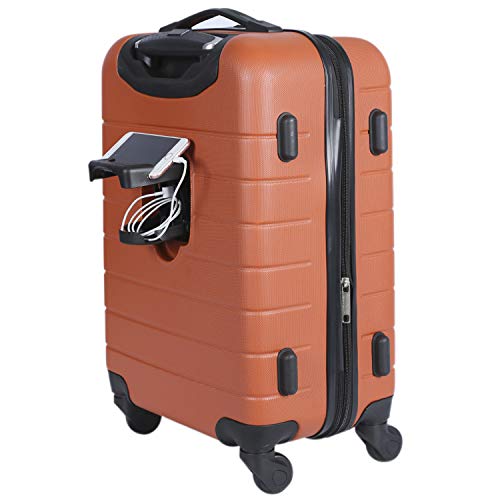 Wrangler Smart Spinner Hardside Luggage, 22-Inch Carry-On, Burnt Orange