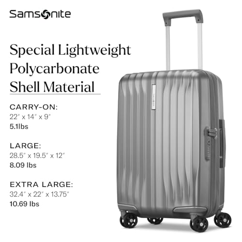 Samsonite UpLIFT Carry-On Hardside Luggage with Spinner Wheels - Airline-Approved, TSA Lock, Adjustable Handle System - Polycarbonate Hard Suitcase for Ultra Lightweight Travel - Silver Shimmy
