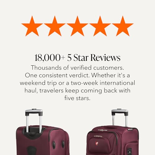 SWISSGEAR Sion Carry-On Spinner Luggage, Softside Expandable, Lightweight Suitcase, Merlot, 22.75-Inch