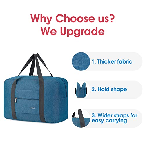 For Spirit Airlines Personal Item Bag 18x14x8 Foldable Travel Duffel Bag Tote Carry on Luggage Duffle Overnight for Women and Men (1112-Thick Series Navy Blue)