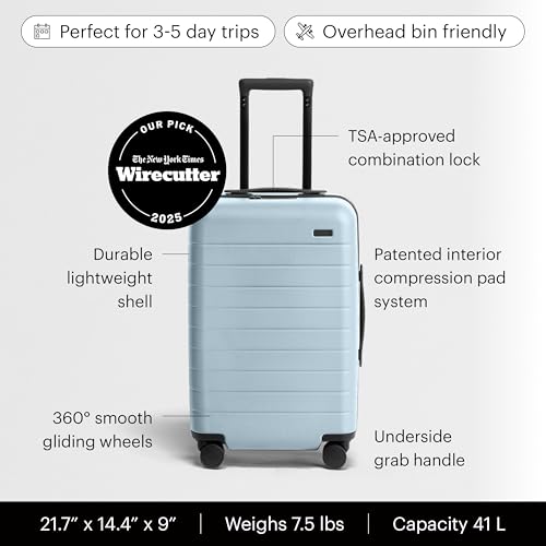 Away Amazon Exclusive Carry-On Luggage - 22-Inch Lightweight Hardside Suitcase with 360° Spinner Wheels, Interior Compression System, TSA-Approved Lock - Sky Blue