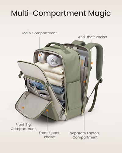 LOVEVOOK 40L Travel Backpack for Women & Men, Airline Approved Carry On Luggage with 3 Packing Cubes, TSA Overnight Bags, Waterproof Personal Item Bag, Weekender Essentials Backpacks fits 17" Laptop