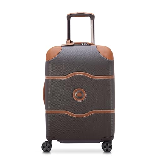 DELSEY PARIS Chatelet Air 2.0 - Hardside Carry on Plus 20 Inch - 360° Spinner Wheels - TSA Lock - USB Port - Lightweight Polycarbonate Travel Suitcase, Chocolate Brown