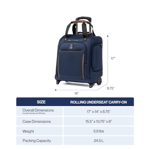 Travelpro Crew Classic Lightweight Softside Luggage, Rolling Underseat Carry on Bag, 14" Laptop or Tablet Sleeve, Men and Women, 17-Inch, Patriot Blue