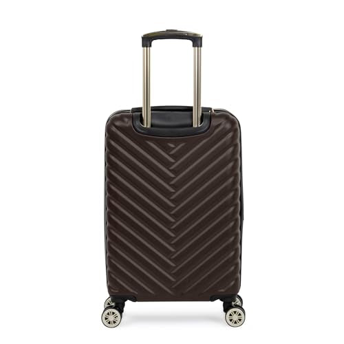 Kenneth Cole REACTION Madison Square Lightweight Hardside Chevron Expandable Spinner Luggage, Chocolate Brown, 20-Inch Checked