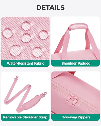 WANDF For Frontier Airlines Personal Item Bag 18x14x8, Travel Duffel Bags with Wet Pockets, Lightweight Carry on Weekender Overnight Duffle for Women (Pink)