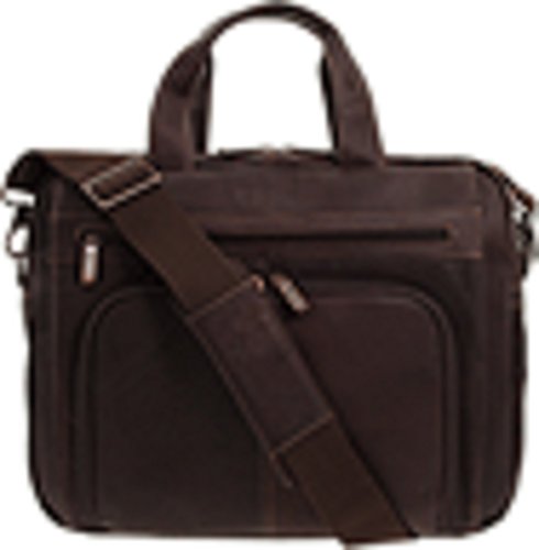 Kenneth Cole Reaction Full-Grain Colombian Leather Briefcase Expandable RFID 15.6" Laptop Computer Business Portfolio Shoulder Bag, Brown