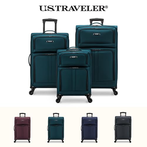 U.S. Traveler Anzio Softside Expandable Luggage with Spinner Wheels, Teal, 22-Inch Carry-on