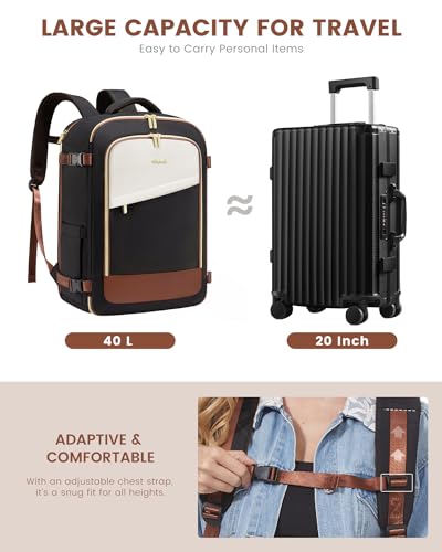 LOVEVOOK Travel Backpack for Women, 40L Carry On Backpack Flight Approved, Large Personal Item Bag Fits 17 inch Laptop, TSA Approved Luggage with 3 Packing Cubes,Waterproof Weekender Gym Daypack