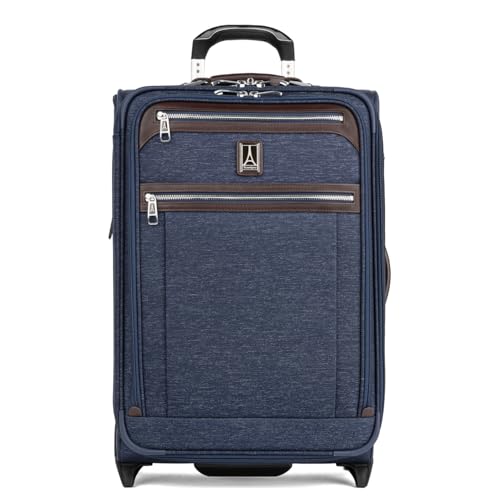 Travelpro Platinum Elite Softside Expandable Carry on Luggage, 2 Wheel Upright Suitcase, USB Port, Men and Women, True Navy, Carry On 22-Inch