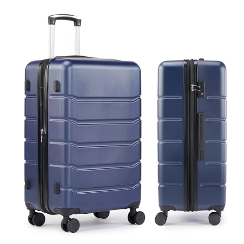 Simple Deluxe 20 Inch Expandable Hardside Carry On with Spinner Wheels & TSA Lock, ABS Hard Shell Lightweight Rolling Luggage Suitcase, Blue