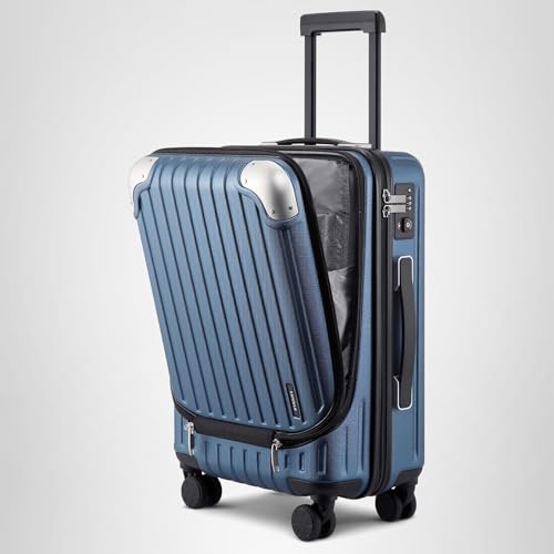 LEVEL8 Grace Carry on Luggage Airline Approved, 20 Inch Expandable Hard Sided Luggages with Spinner Wheels, Harshell Small Rolling Suitcase for Women Men with Tsa Lock, Blue
