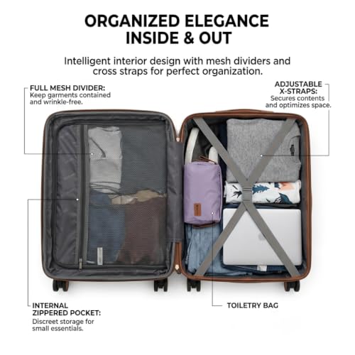 Rosamo 3 Piece Luggage Set Expandable Hardside, 20in Suitcase with Matching Travel Bags, 22x14x9 Airline Approved Carry On, TSA Lock & Spinner Wheels, ABS+PC, (purple)