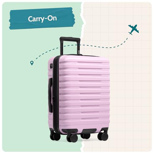 U.S. Traveler Boren Expandable Hardside Rugged Travel Luggage with 8 Spinner Wheels, Lavender, Carry-on 22-Inch