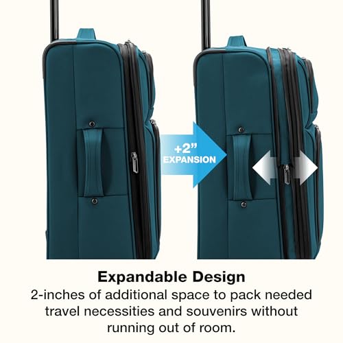 U.S. Traveler Anzio Softside Expandable Luggage with Spinner Wheels, Teal, 22-Inch Carry-on