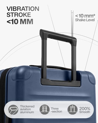 Coolife Carry On Luggage Suitcase : 22x14x9 Airline Approved Travel Luggage with Spinner Wheels, Front Pocket Expandable Hardshell Suitcases with TSA Lock Blue