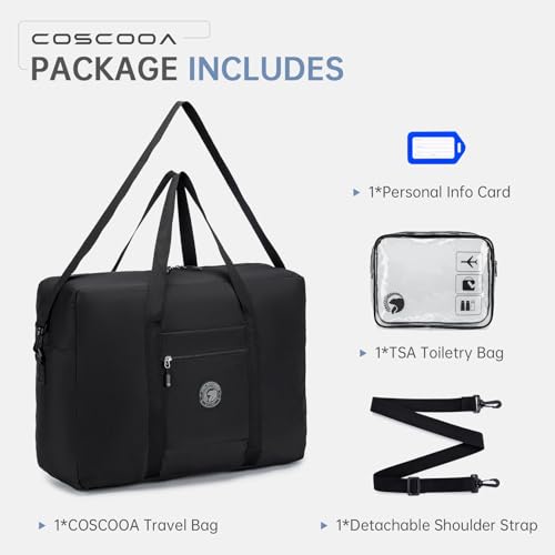 COSCOOA Carry On Luggage 22x14x9 Airline Approved,Lightweight Duffle Bag for Travel, Waterproof Weekender Overnight Bags for Traveling Airplane for Women and Men 40L