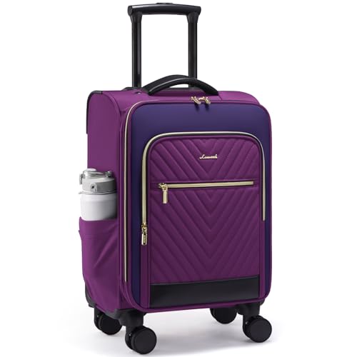 LOVEVOOK Carry On Luggage 22x14x9 Airline Approved,20 Inch Carry-on Suitcase for Women,Softside Suitcases with Wheels,Rolling Checked Luggage with TSA Lock,Lightweight Travel