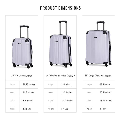 Kenneth Cole REACTION Out of Bounds Lightweight Hardshell 4-Wheel Spinner Luggage, Lavender, 20-Inch Carry On