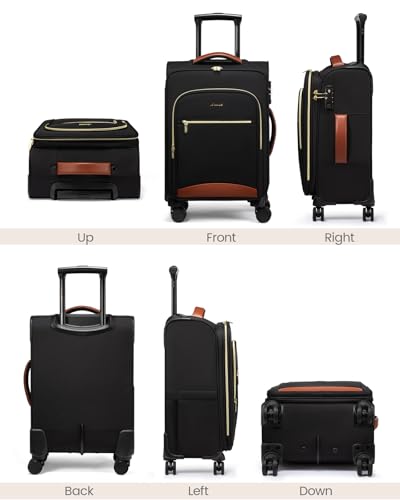 LOVEVOOK Carry On Luggage 22x14x9 Airline Approved, 20 Inch Softside Suitcases with Wheels, Lightweight Spinner Carry on Suitcase with TSA Lock, Water-Resistant Large Capacity Luggage for Travel