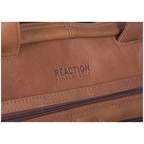 Kenneth Cole REACTION Out Of The Bag Manhattan Colombian Leather RFID 15.6" Laptop Briefcase, Cognac