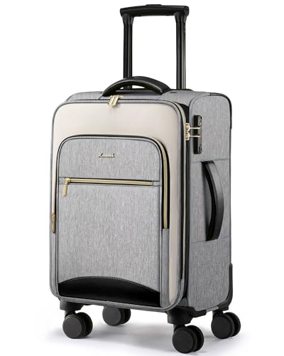LOVEVOOK Carry On Luggage 22x14x9 Airline Approved, 20 Inch Softside Suitcases with Wheels, Lightweight Spinner Carry on Suitcase with TSA Lock, Water-Resistant Large Capacity Luggage for Travel